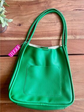 Green Shoulder Bag with Front Patch Pocket
